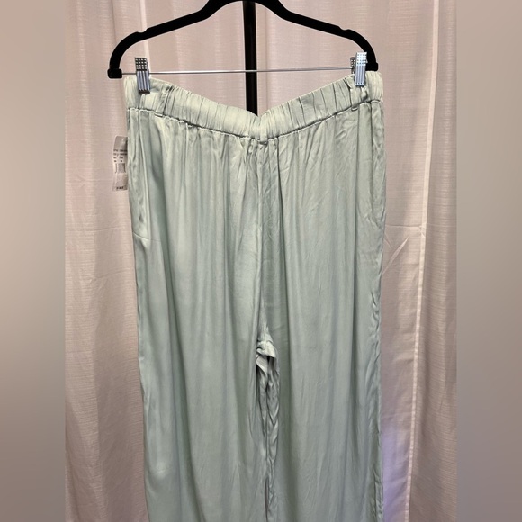 Cloth & Stone Wide Leg Pleated Satin Pant seaside mint green NWT | size Large - Picture 6 of 11